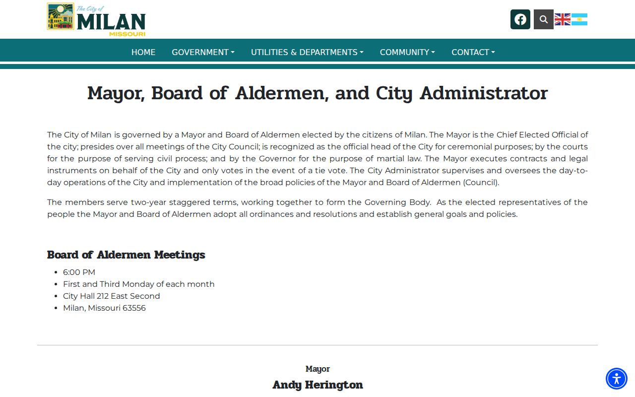 Milan board and city administration page illustrating a civic meeting source distinct from court dates